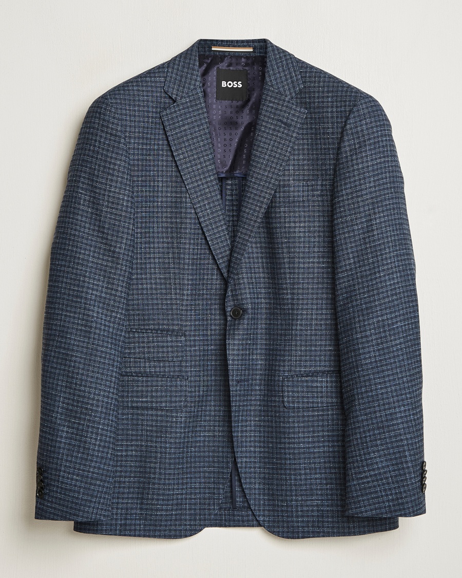 Men | Blazers | BOSS BLACK | Janson Wool Dogtooth Blazer Medium Blue