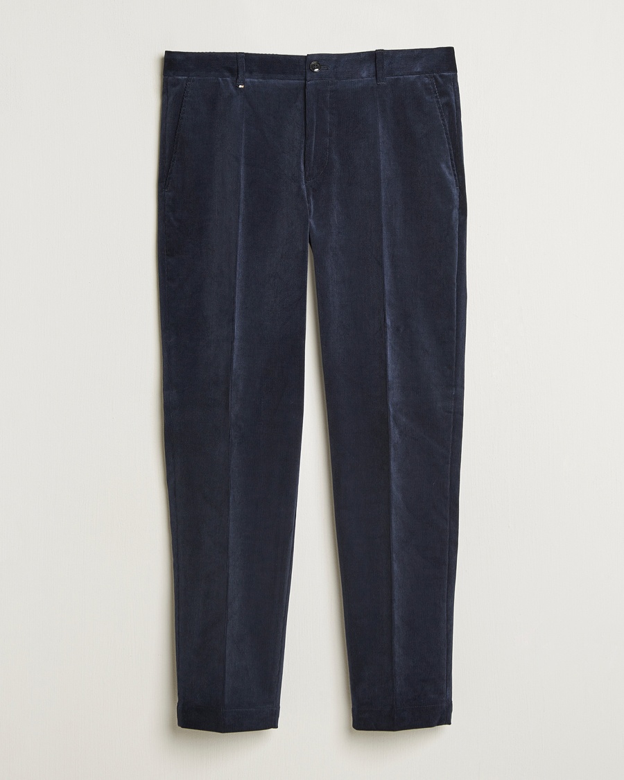 Men | Trousers | BOSS BLACK | Perin Spring Cord Trousers Dark Blue