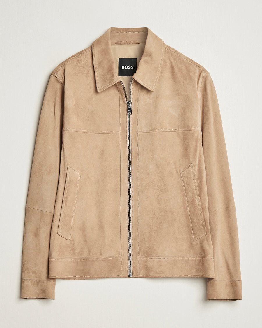 Men | Coats & Jackets | BOSS BLACK | Malbano Suede Jacket Light Beige