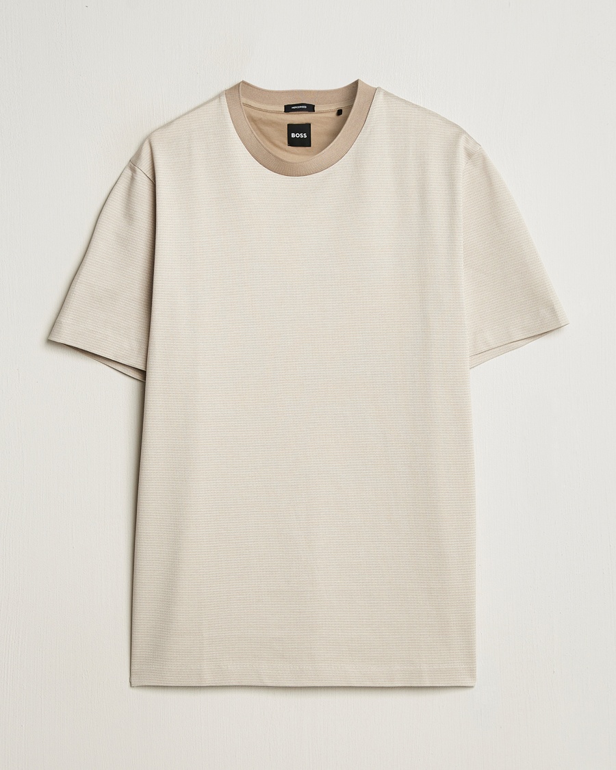 Men | T-Shirts | BOSS BLACK | Thompson Structured T-Shirt Light Beige