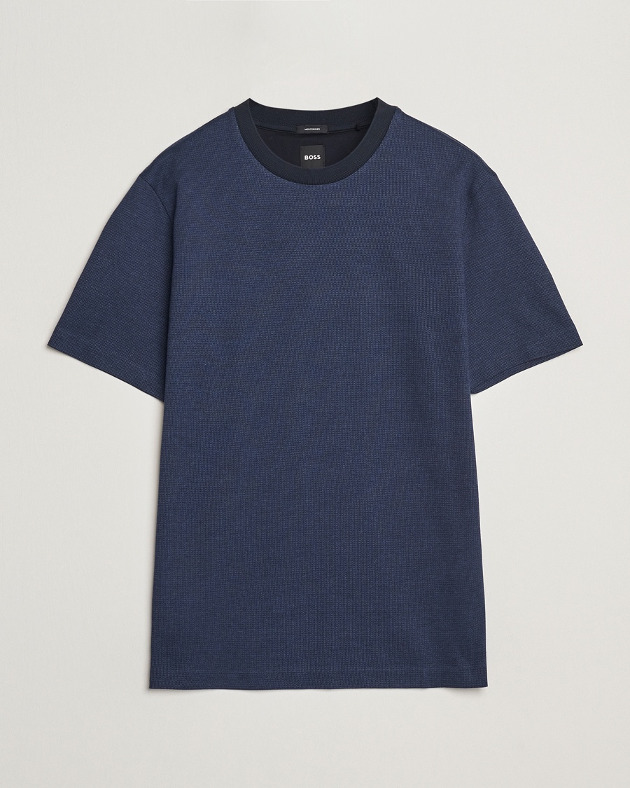 Men | T-Shirts | BOSS BLACK | Thompson Structured T-Shirt Dark Blue