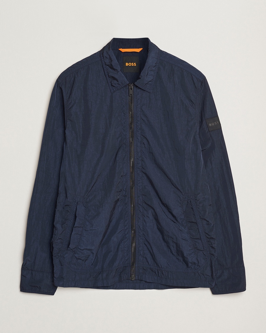Men | Shirt Jackets | BOSS ORANGE | Leejay Nylon Full Zip Overshirt Dark Blue
