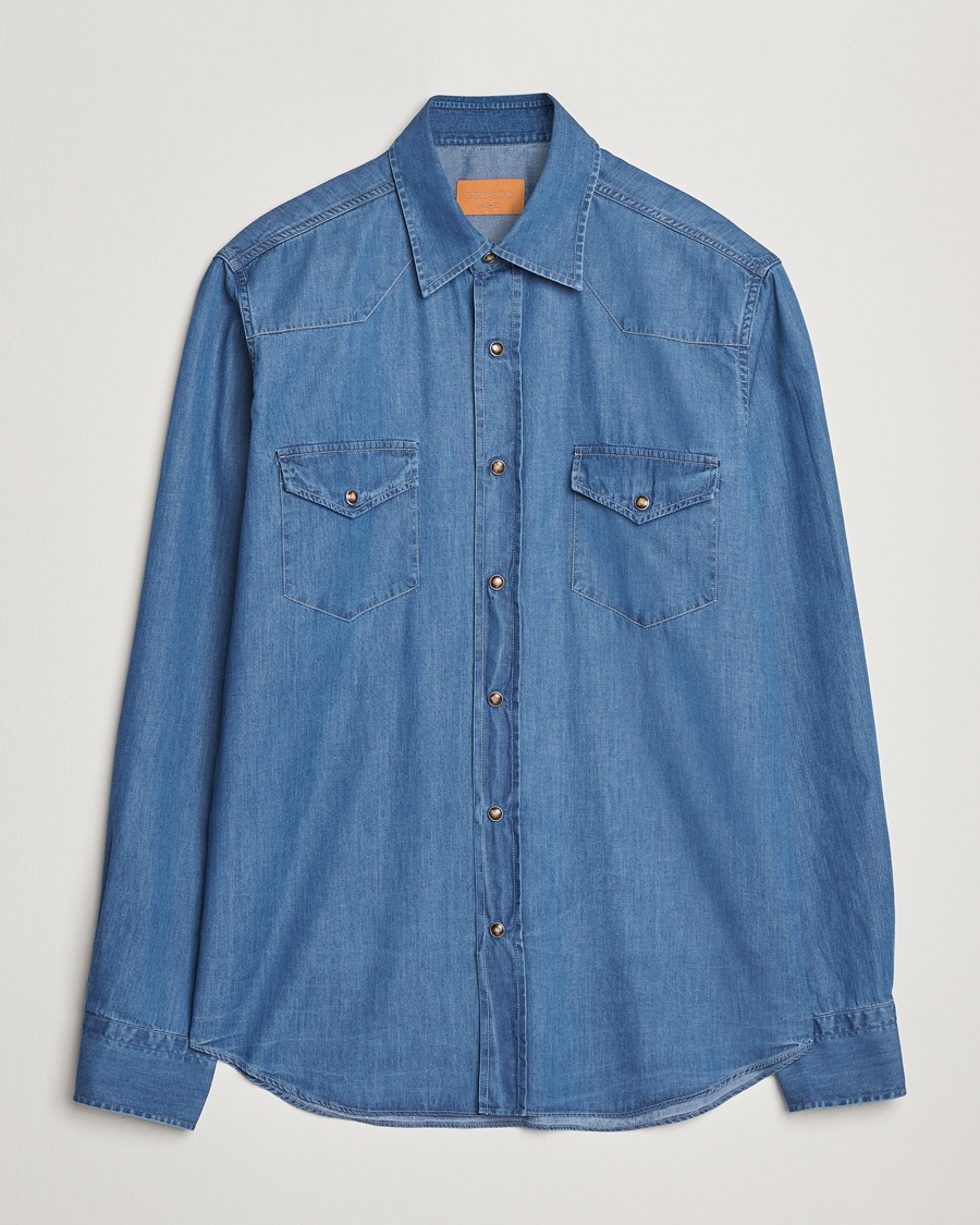 Men | Denim Shirts | Grigio | Western Denim Shirt Washed Indigo