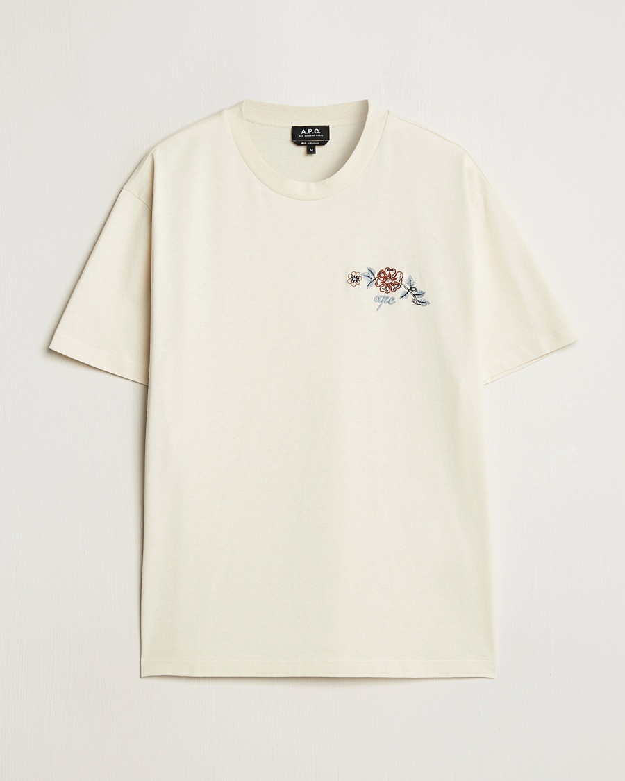 Men | White t-shirts | A.P.C. | Oscar Embroidered T-Shirt Ecru