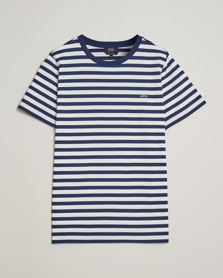 A.P.C. Striped T-Shirt Navy/White – Blue