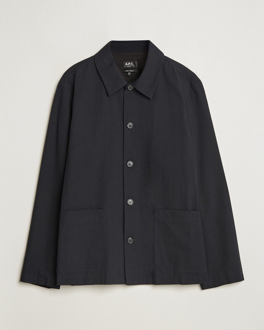 Men | Shirt Jackets | A.P.C. | Brest Seersucker Overshirt Black