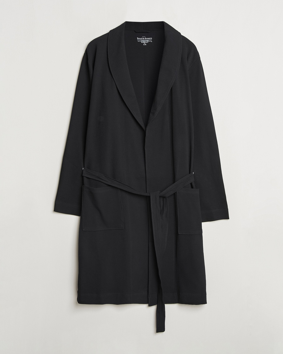 Bread & Boxers Waffle Robe Black – Black