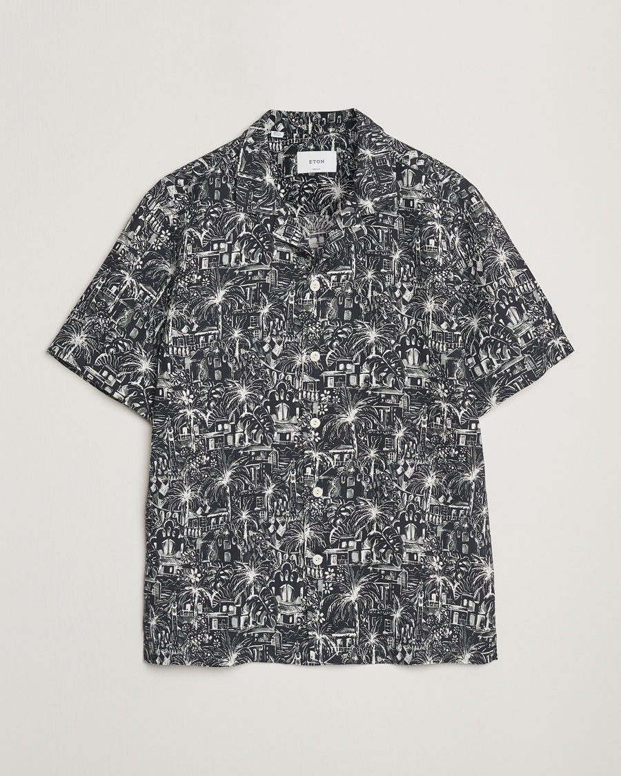 Men | Eton | Eton | Resort Printed Short Sleeve Shirt Black