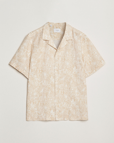 Men | Eton | Eton | Resort Printed Short Sleeve Shirt Beige