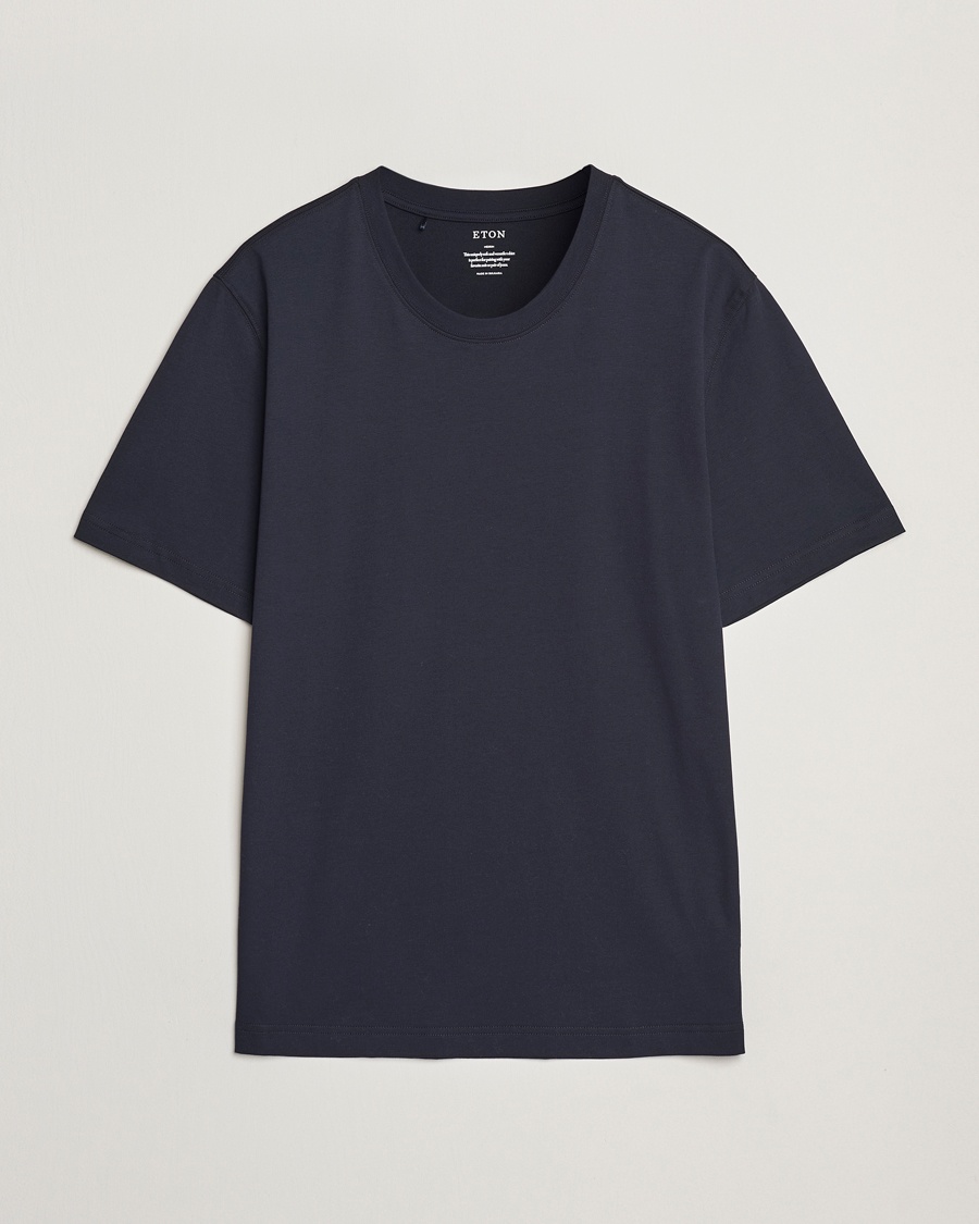 Eton Mercerized Jersey Crew Neck T-Shirt Navy Blue – Blue
