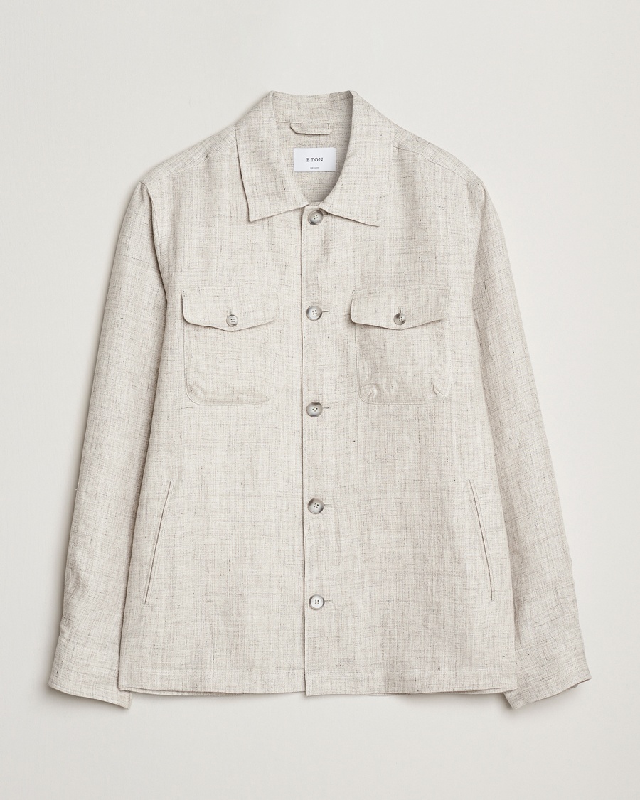 Men | Eton | Eton | Linen Four Pocket Overshirt Beige