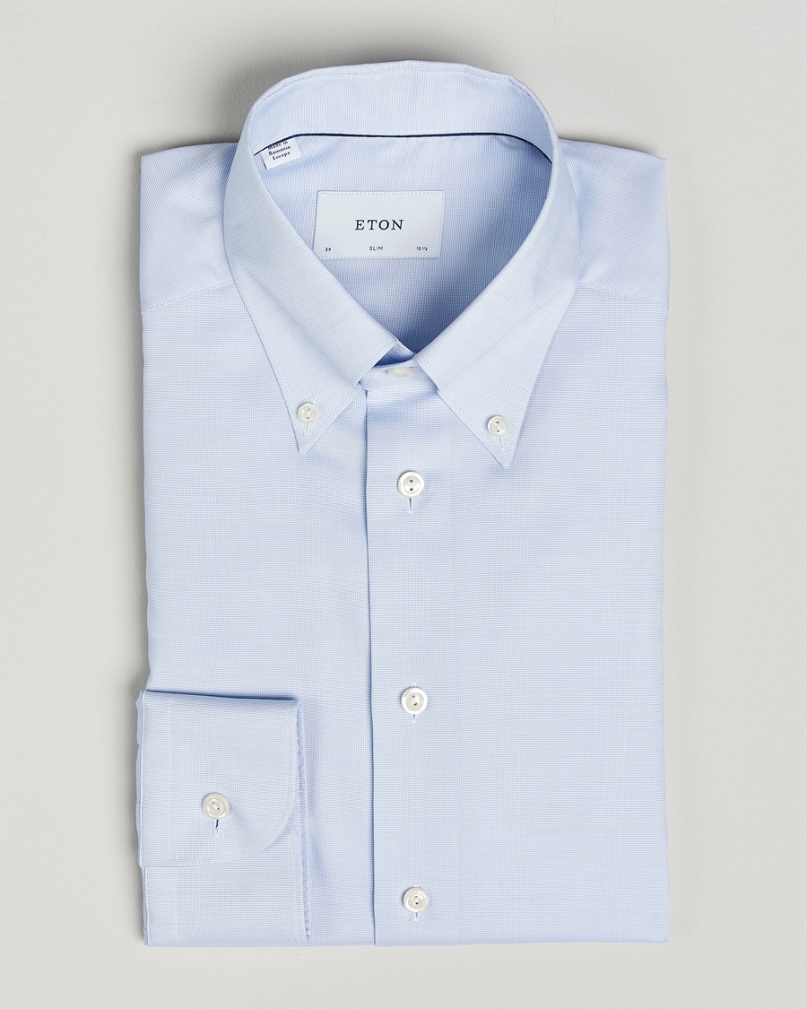 Men | Eton | Eton | Slim Fit Wrinkle Free Oxford Shirt Light Blue