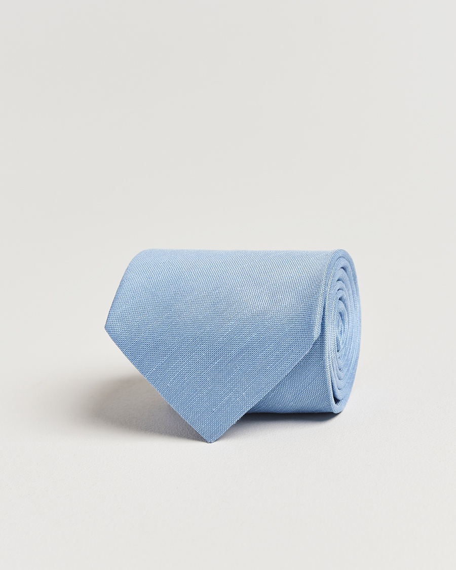 Men | Accessories | Eton | Silk/Linen Tie Light Blue