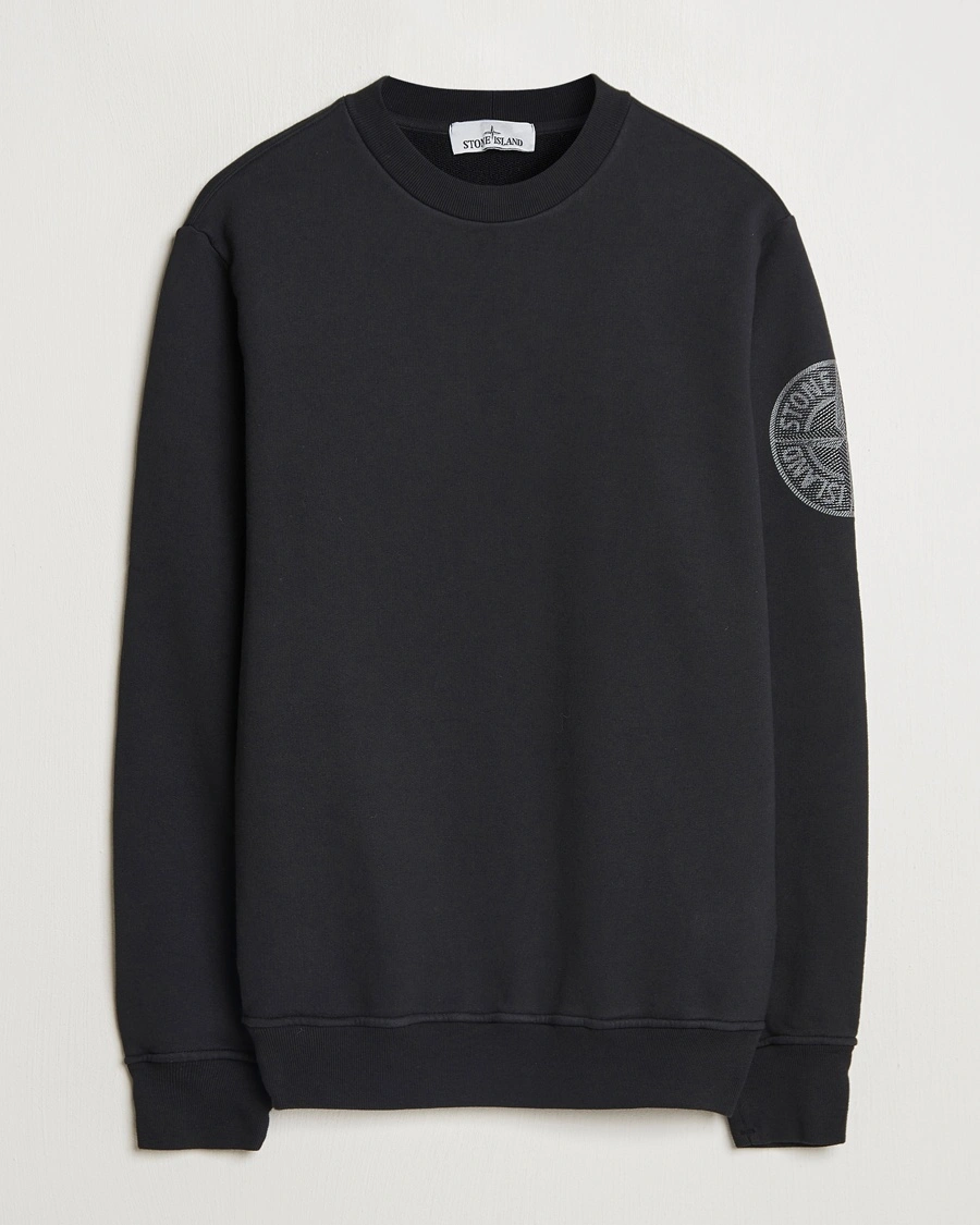 Men | Clothing | Stone Island | Garment Dyed Fleece Sleeve Logo Sweatshirt Black