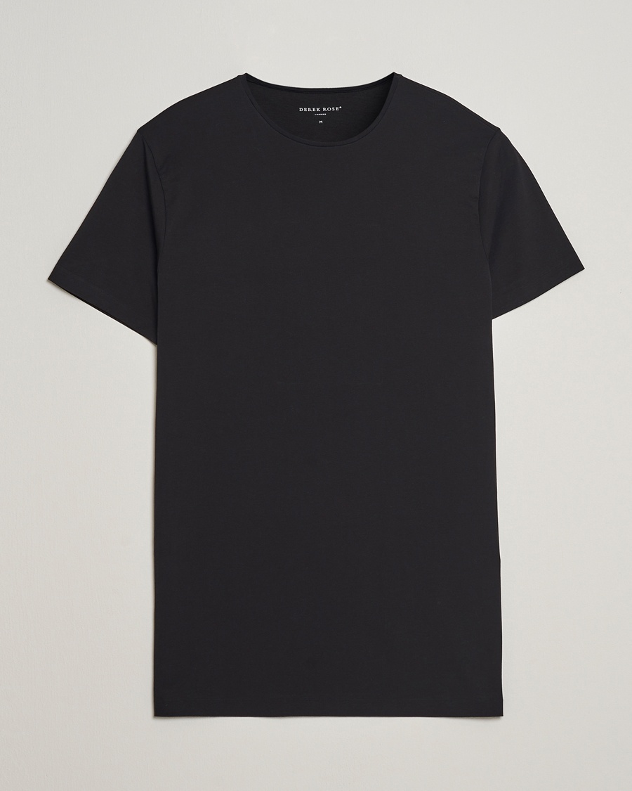 Derek Rose Pima Cotton Crew Neck T-Shirt Black – Black