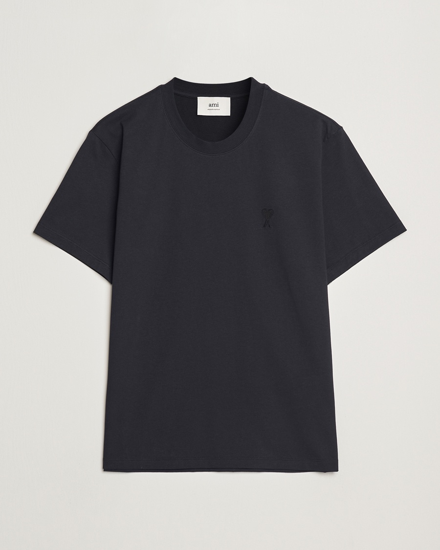 Men | Black t-shirts | AMI | Tonal Heart Logo T-Shirt Black