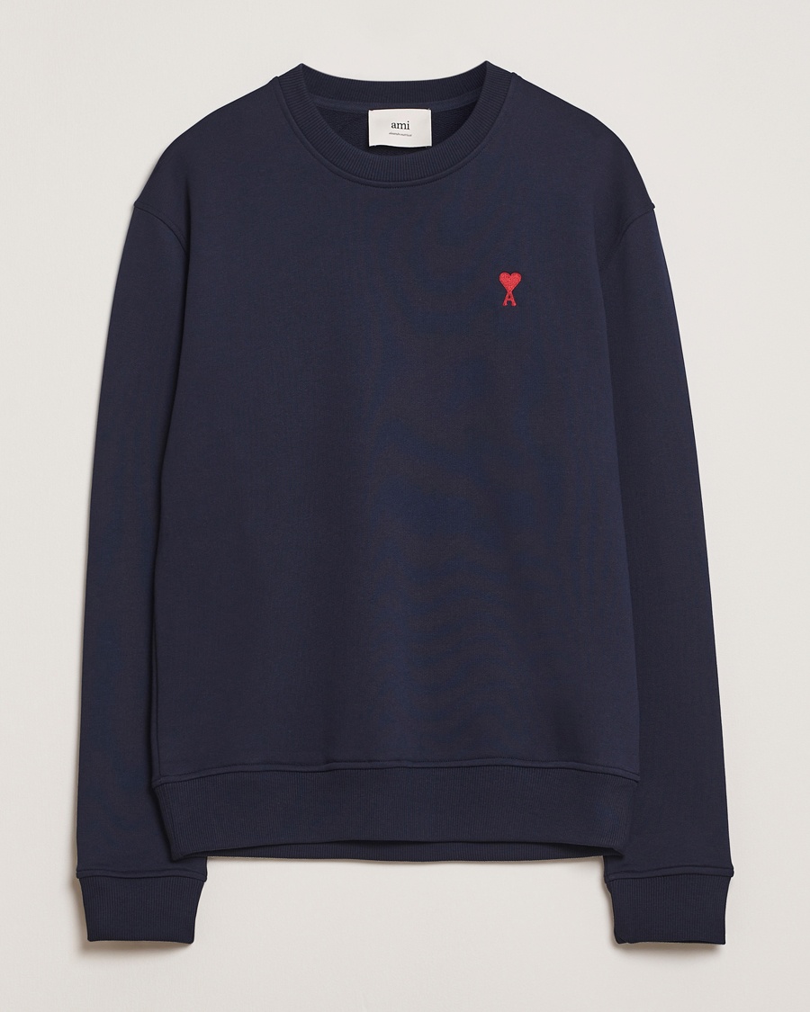 AMI Off White Heart Logo Sweatshirt Night Blue at CareOfCarl.com