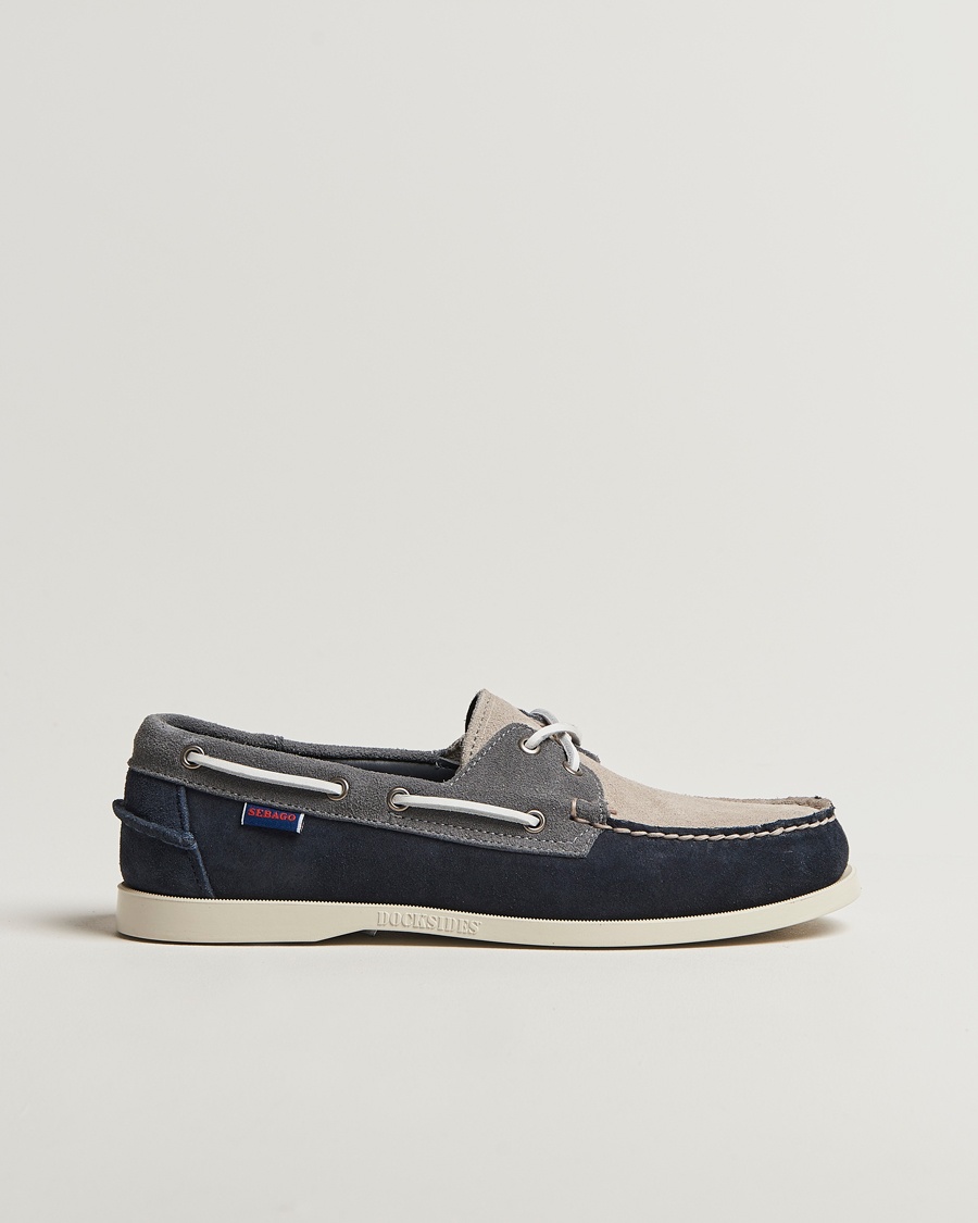 Sebago Docksides Portland Jib Boat Shoe Navy/Grey – Blue