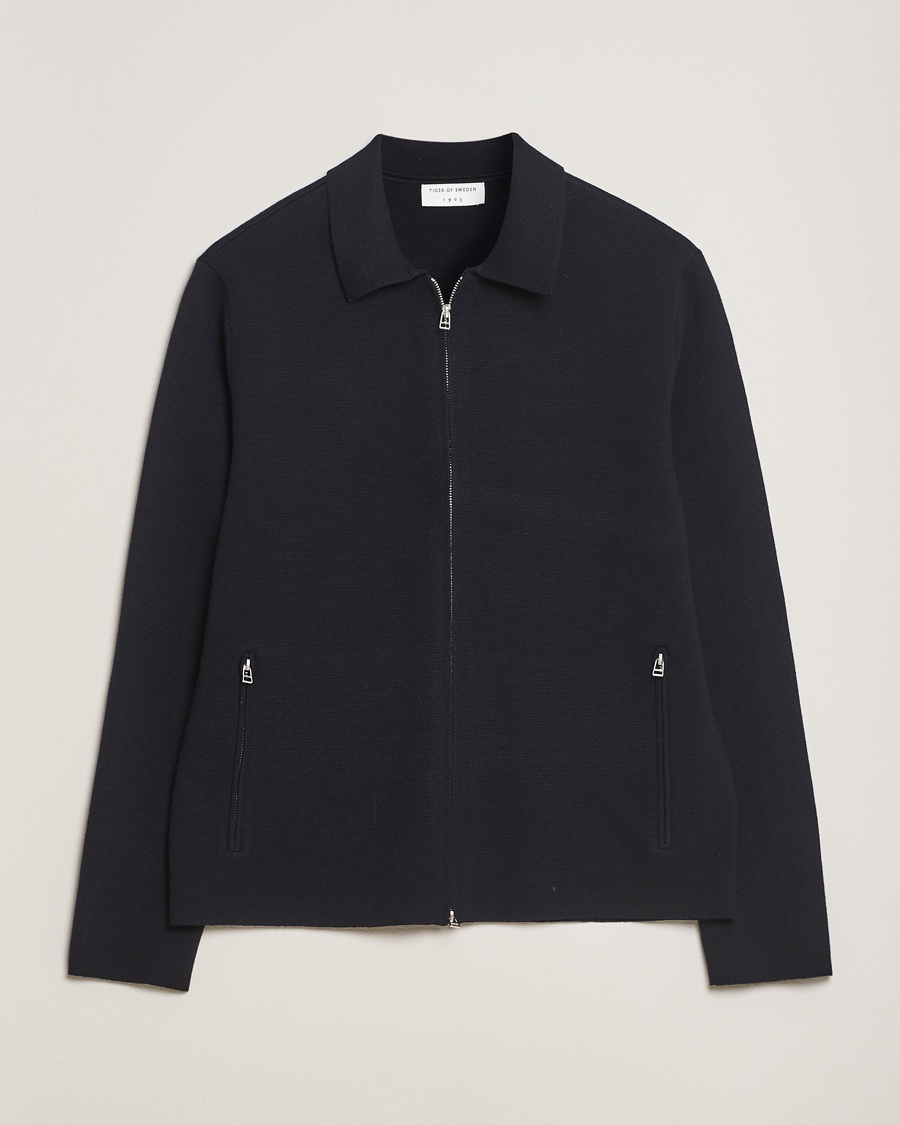 Tiger of Sweden Celyn Cotton/Wool Full Zip Light Ink – Blue