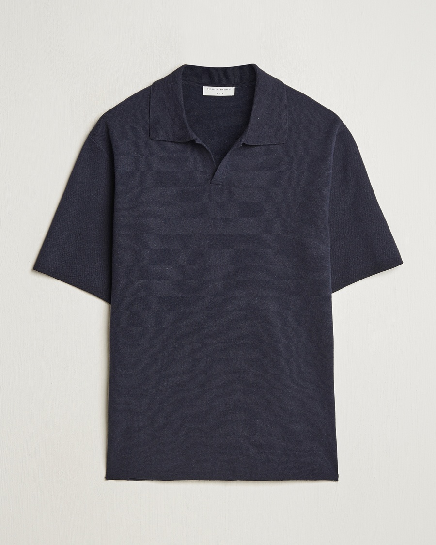 Tiger of Sweden Maelon Cotton/Linen Polo Light Ink – Blue