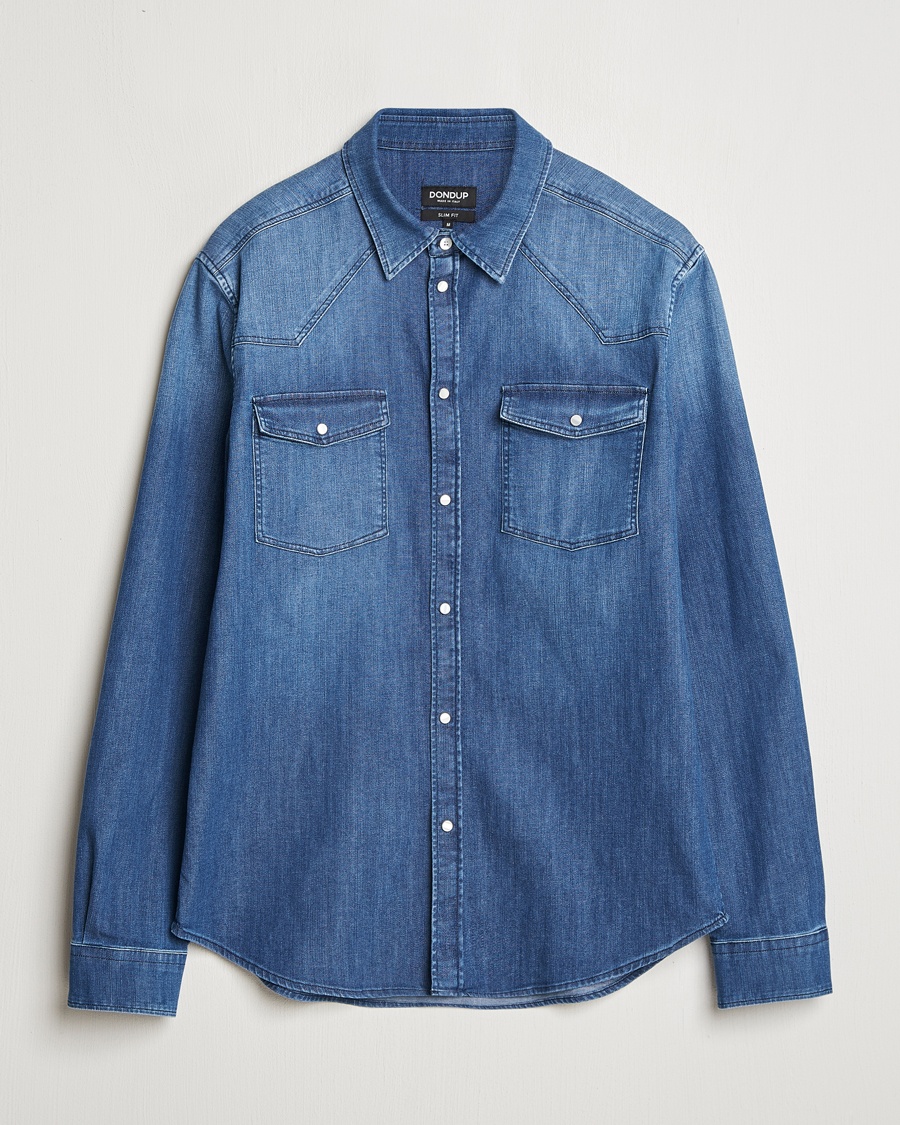 Men | Dondup | Dondup | Slim Fit Pocket Denim Shirt Medium Blue