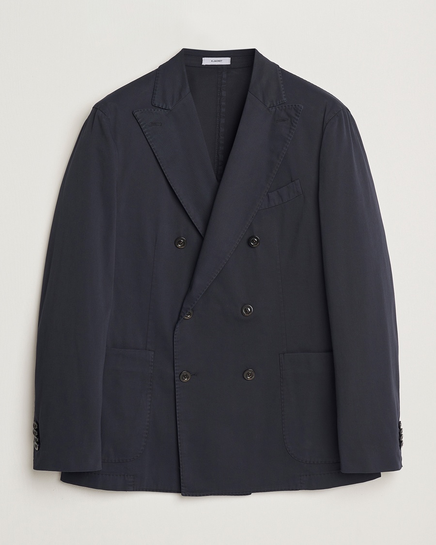 Men | Blazers | Boglioli | K Jacket Double Breasted Cotton Blazer Navy