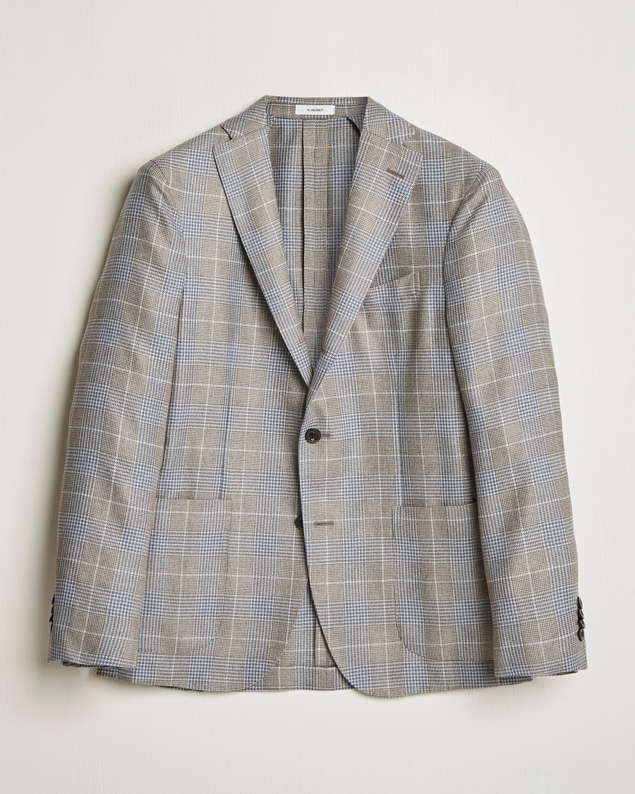 Men | Blazers | Boglioli | K Jacket Prince Of Wales Blazer Blue/Beige
