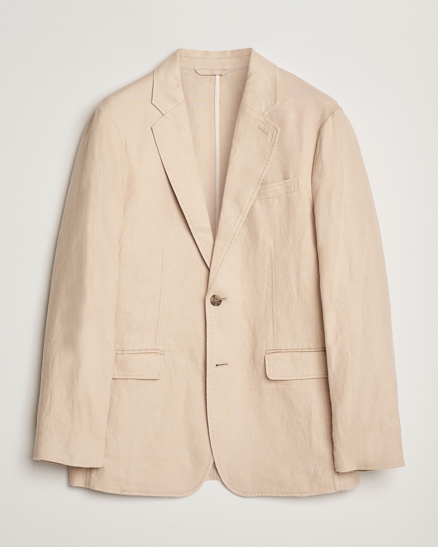 Men | Blazers | GANT | Slim Fit Garment Dyed Linen Blazer Dry Sand