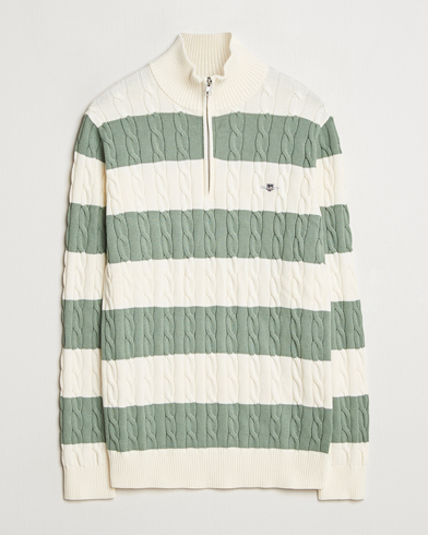 Men | Half-zip | GANT | Cotton Striped Cable Half Zip Kalamata Green