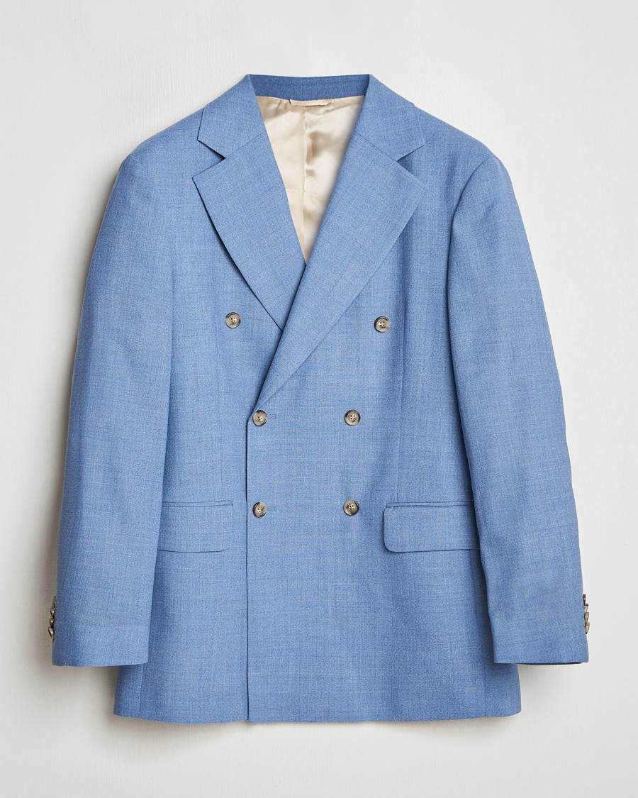 Men | Blazers | GANT | Mouline Wool Double Breasted Suit Jacket Salty Sea