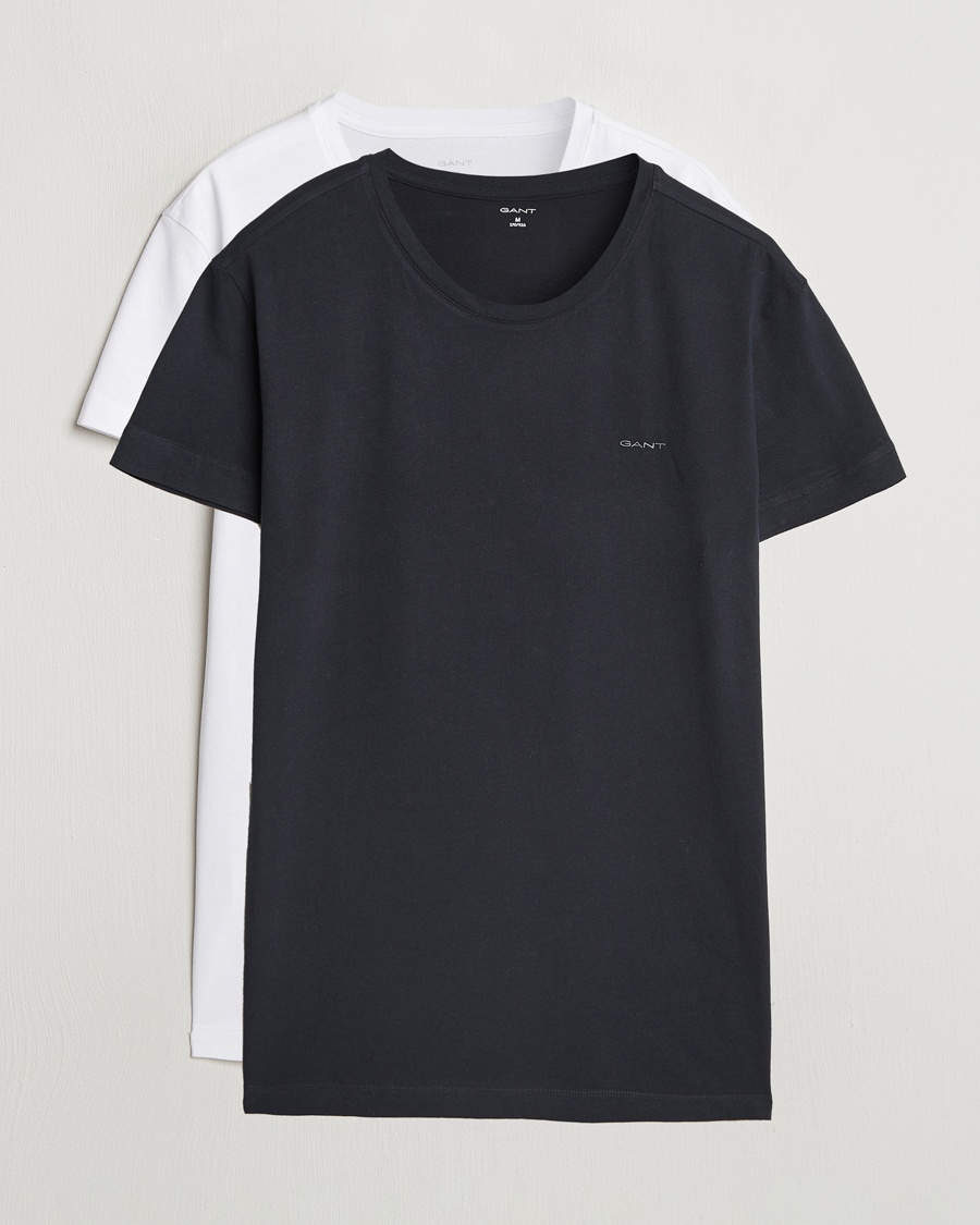 Men | Clothing | GANT | 2-Pack Crew Neck T-Shirt Black/White