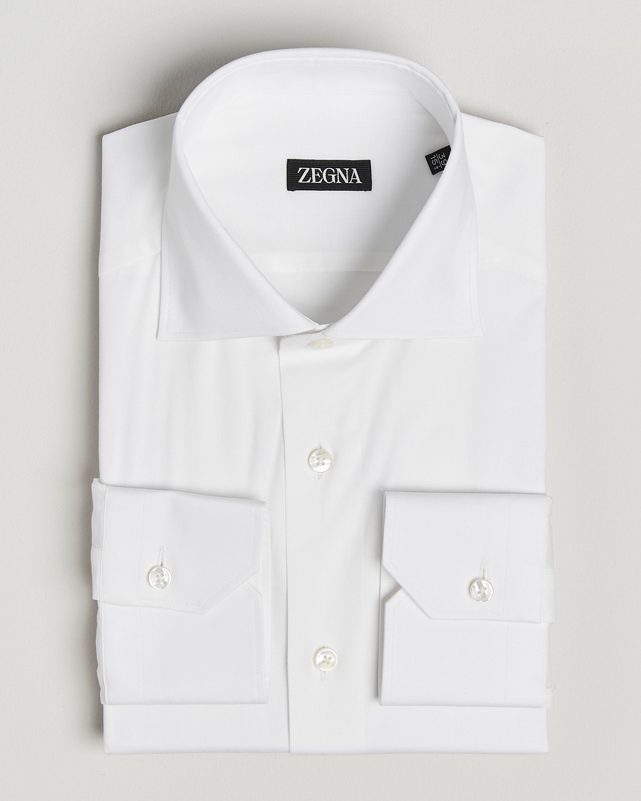 Zegna Slim Fit Cotton Dress Shirt White – White
