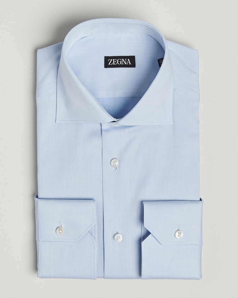 Zegna Slim Fit Cotton Dress Shirt Light Blue – Blue