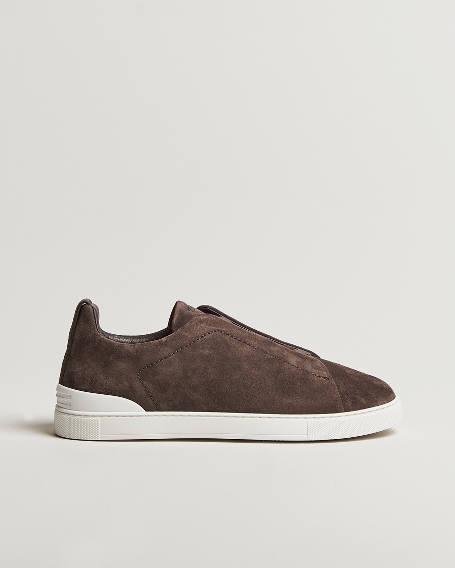 Men | Shoes | Zegna | Triple Stitch Sneakers Dark Brown Suede
