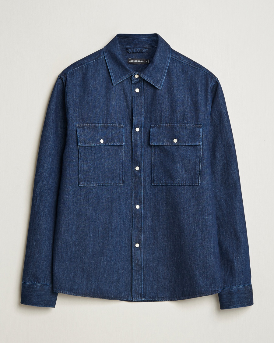 Men | Denim Shirts | J.Lindeberg | Finnigan Denim Shirt Navy