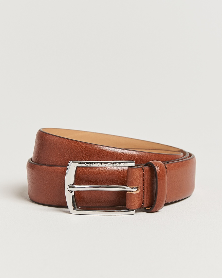 Tiger of Sweden Asenby Leather 3 cm Belt Cognac – Brown
