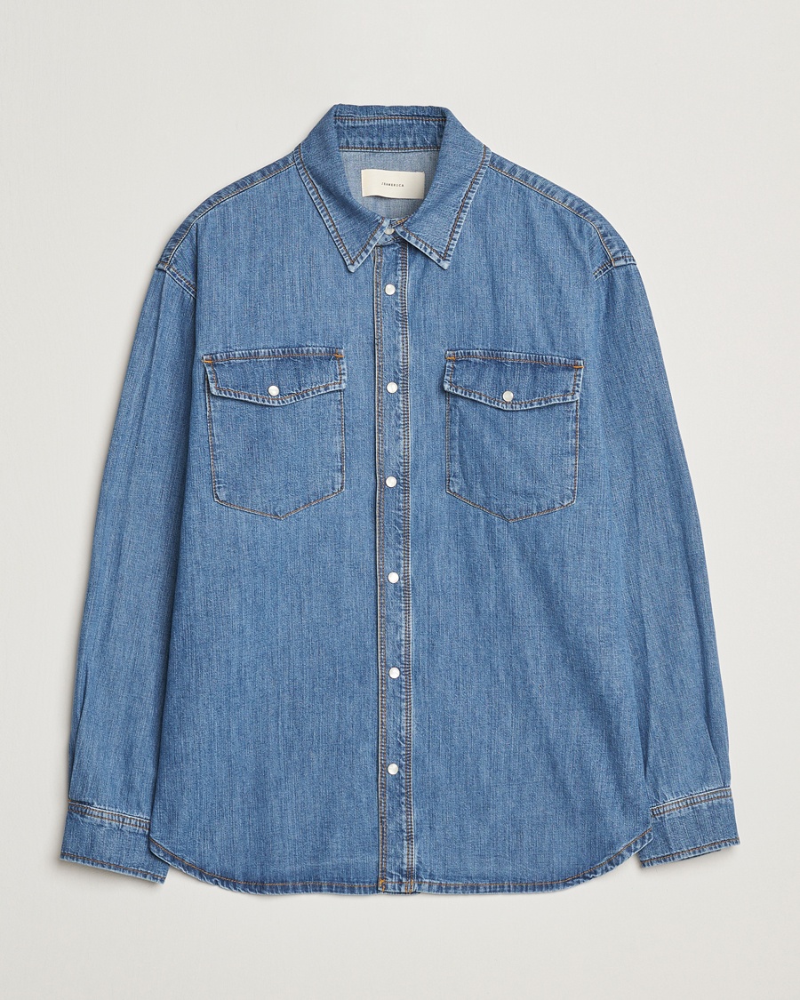 Men | Denim Shirts | Jeanerica | Arno Denim Shirt Light Blue Vintage