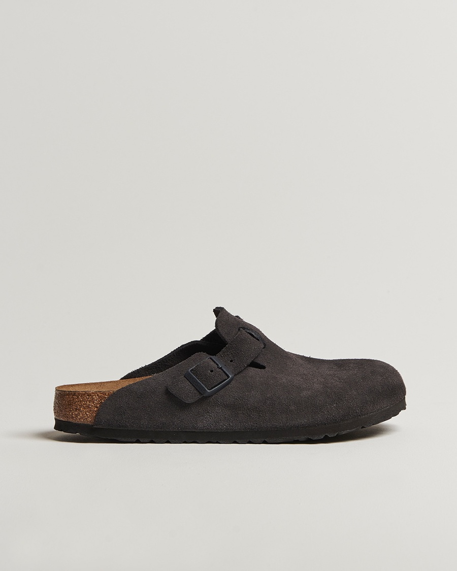 Men | Sandals & Slides | BIRKENSTOCK | Boston Classic Footbed Velvet Grey Suede