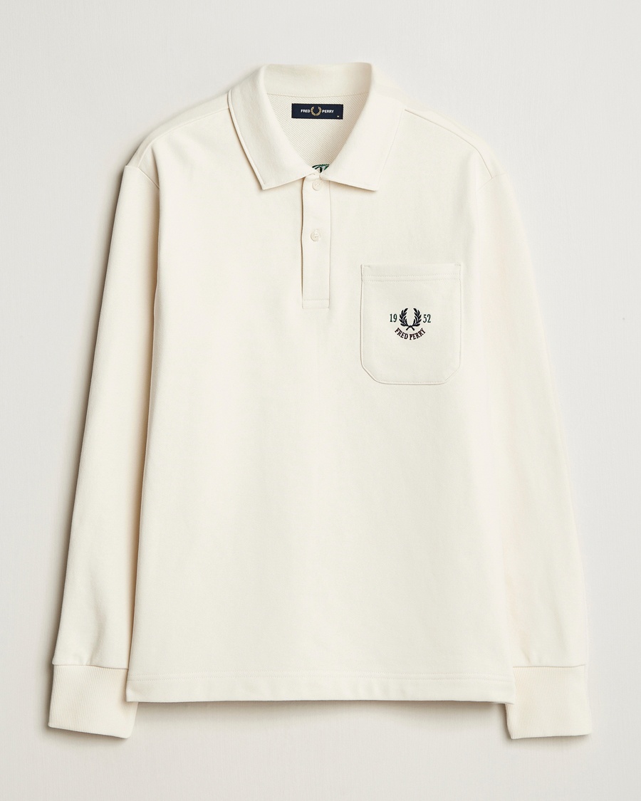 Men | Fred Perry | Fred Perry | Embroidered Champion Rugby Sweater Ecru