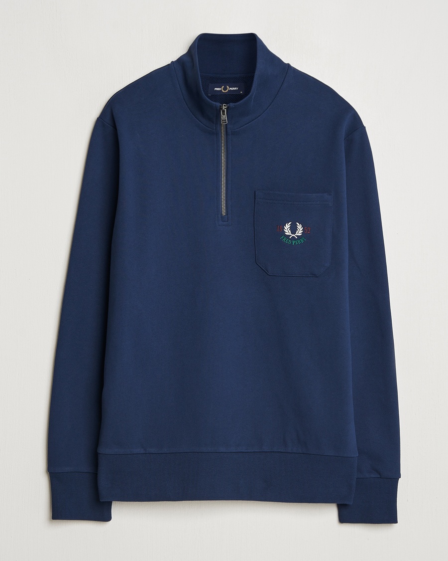 Men | Fred Perry | Fred Perry | Embroidered Champion Half Zip Tennis Blue
