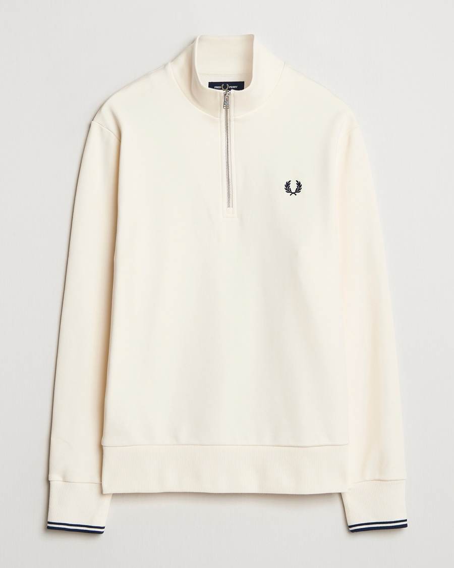 Men | Fred Perry | Fred Perry | Half Zip Sweatshirt Ecru