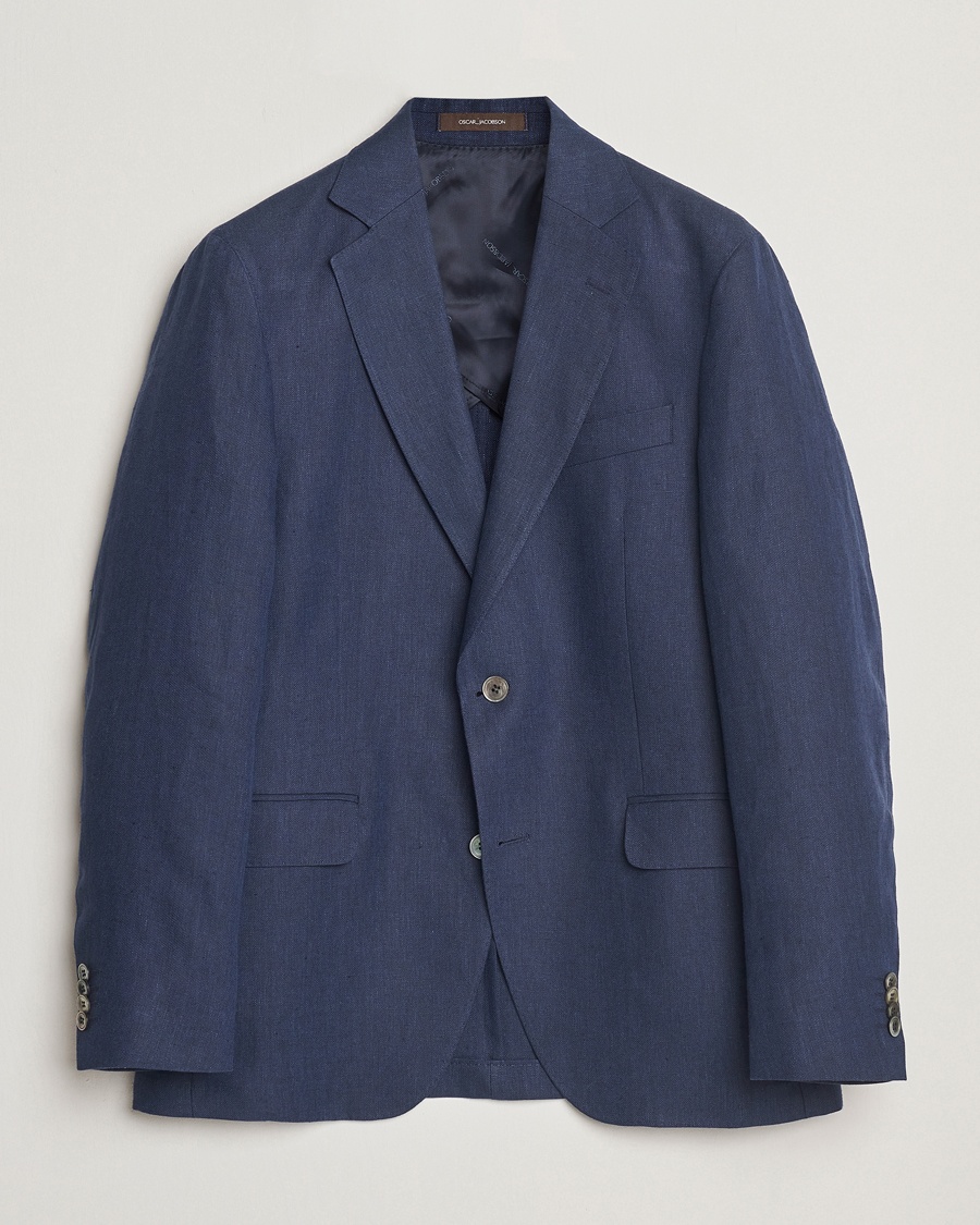 Oscar Jacobson Ferry Soft Linen Blazer Navy – Blue