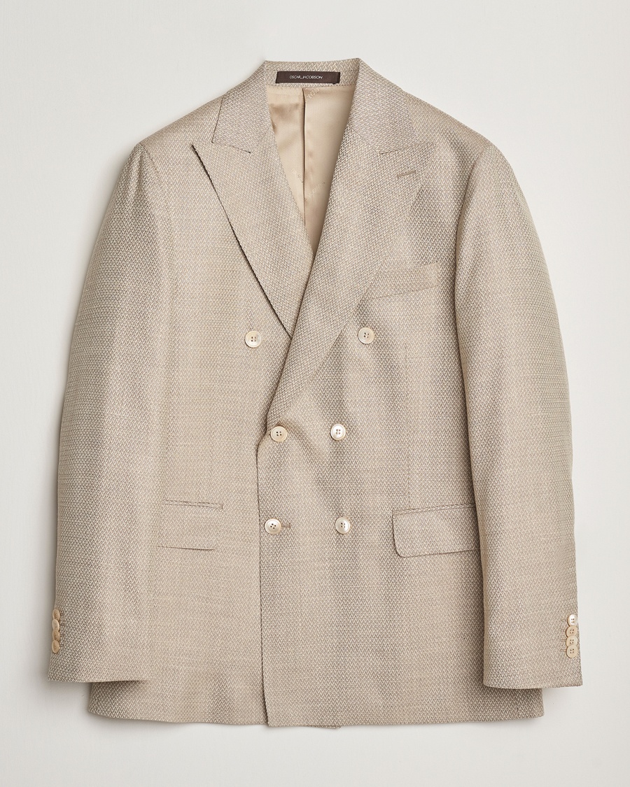 Men | Linen Blazers | Oscar Jacobson | Farris DB Loro Piana Wool/Silk/Linen Blazer Beige