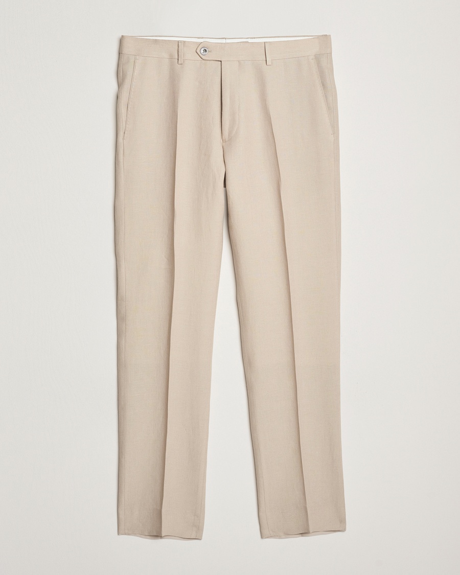 Men | Linen Trousers | Oscar Jacobson | Dandy Linen Trousers Beige
