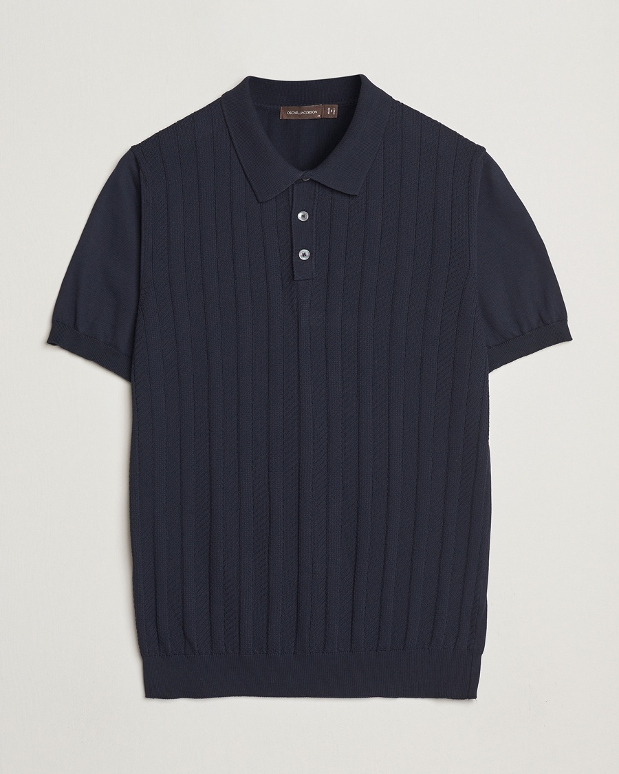 Oscar Jacobson Barto Structured Cotton Polo Navy – Blue