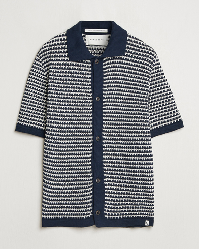 Peregrine Island Crochet Knitted Shirt Navy – Blue