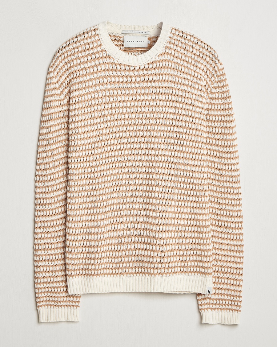 Men | | Peregrine | Island Crochet Knitted Jumper White