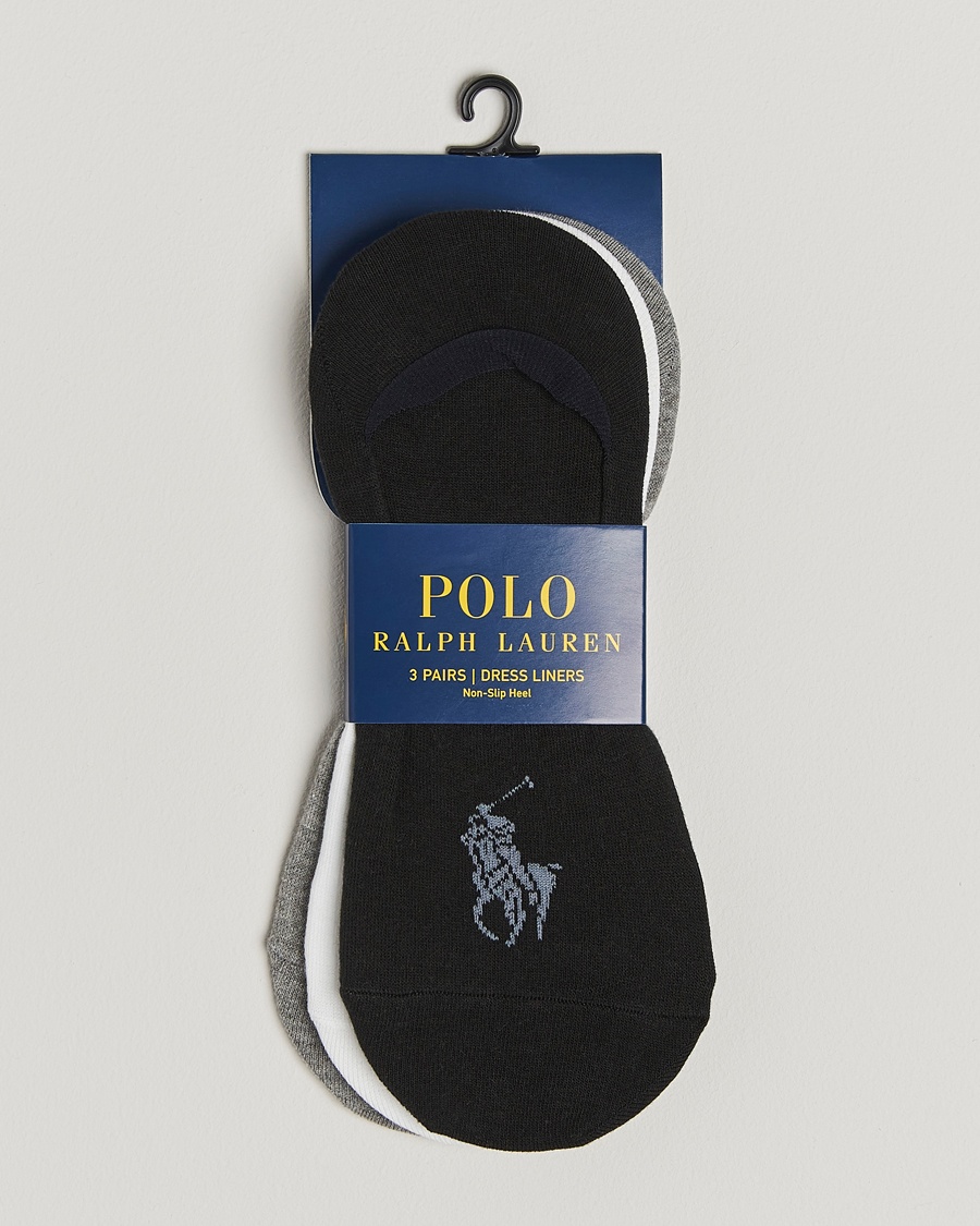 Polo Ralph Lauren 3-Pack No Show Big Pony Pony Socks Black/White/Grey – Black