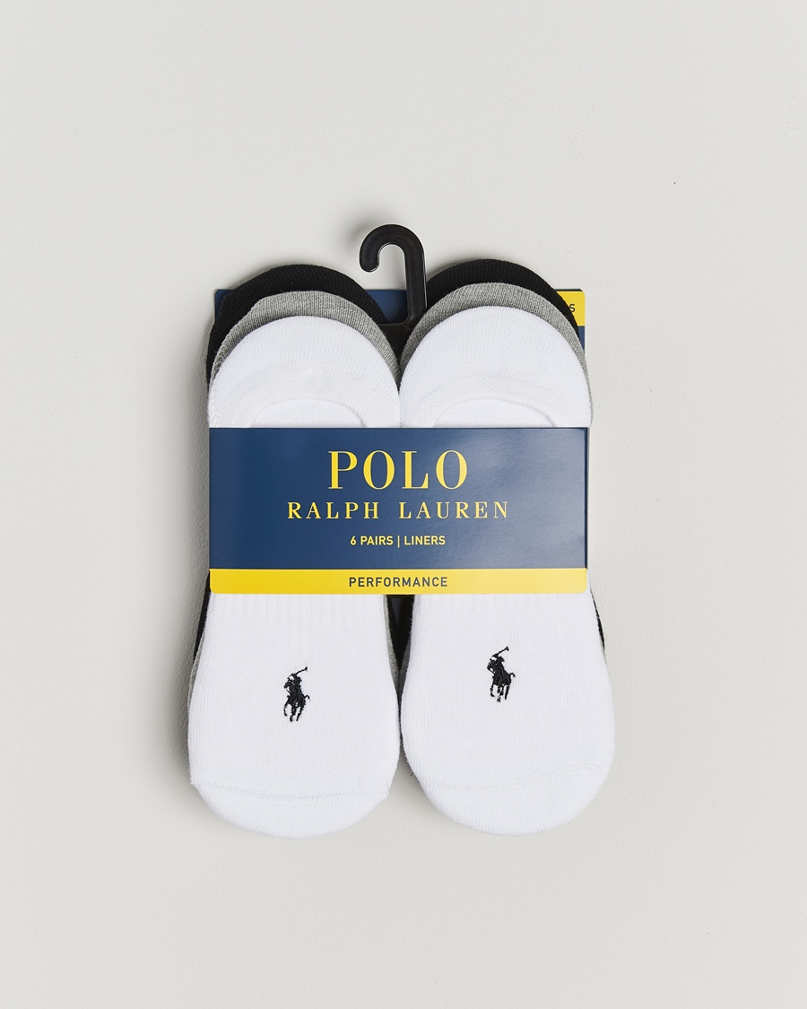 Men | Underwear & Socks | Polo Ralph Lauren | 6-Pack No Show Big Pony Pony Socks Black/White/Grey