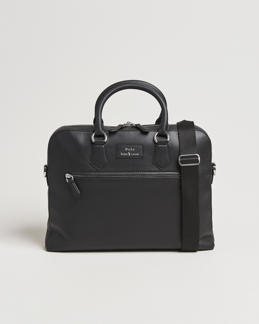 Men | Briefcases | Polo Ralph Lauren | Messenger Leather Bag Black